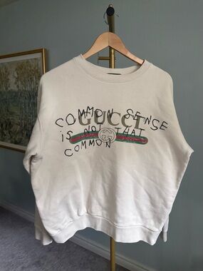 Gucci Common Sense Sweatshirt Logo Graphic Cream Oversized Italy M
